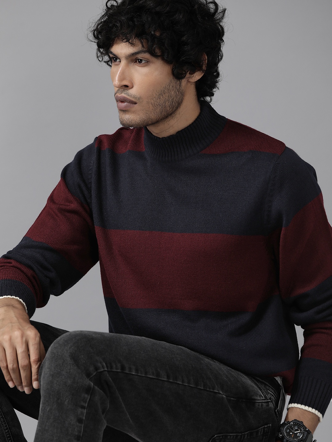 

The Roadster Lifestyle Co. Striped Pullover, Maroon