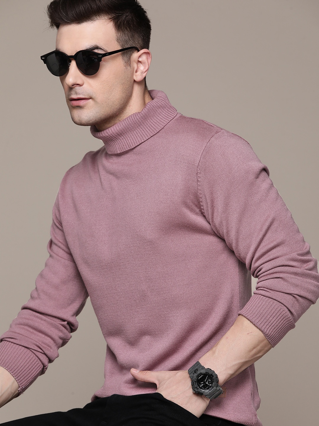 

The Roadster Lifestyle Co. High Neck Acrylic Pullover, Pink
