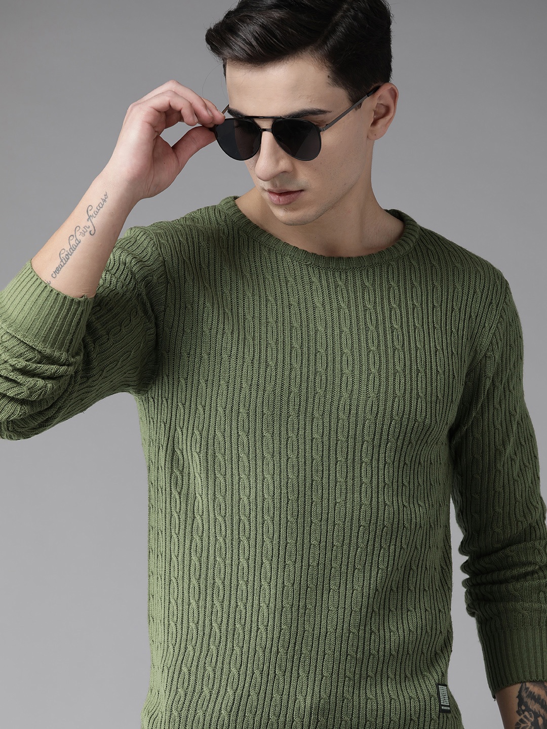 

The Roadster Lifestyle Co. Cable Knit Acrylic Pullover, Green