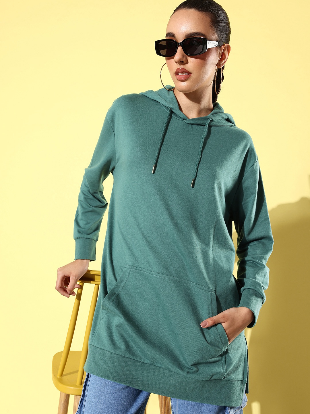 

The Roadster Life Co. Solid Hooded Logline Sweatshirt, Green