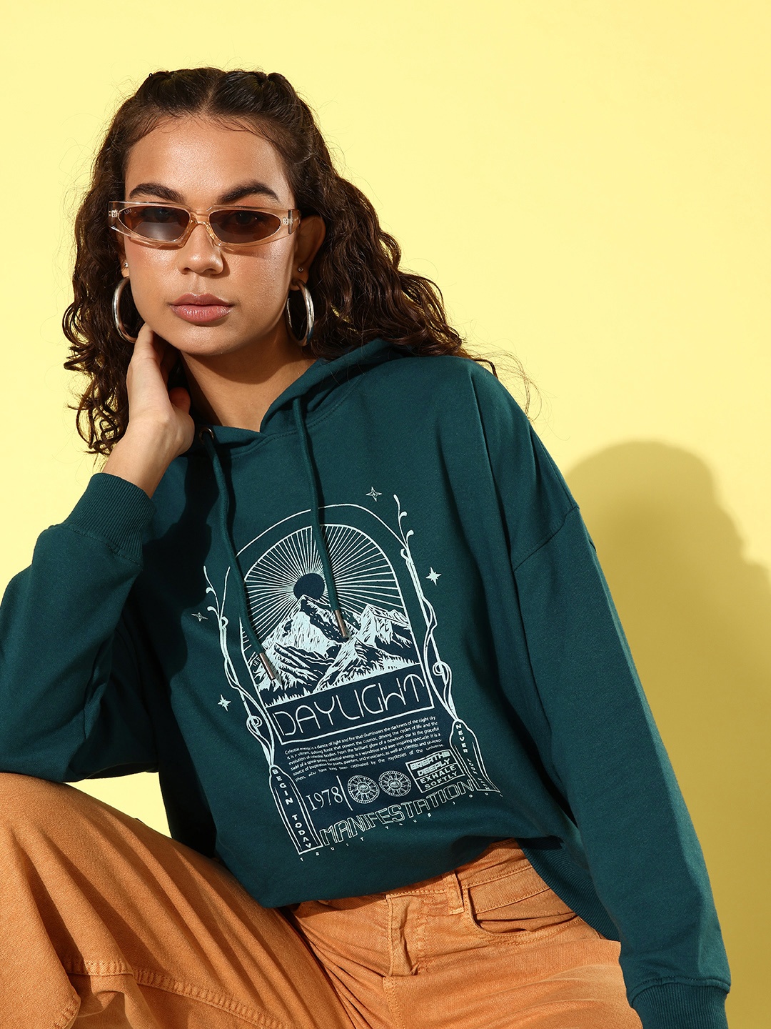

The Roadster Life Co. Graphic Printed Anti Fits/ Oversized Hooded Sweatshirt, Blue