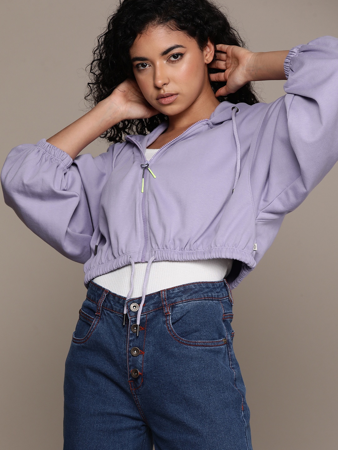 

The Roadster Lifestyle Co. Hooded Crop Sweatshirt, Lavender