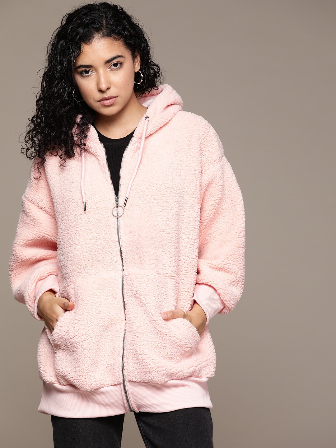 

The Roadster Lifestyle Co. Sherpa Hooded Sweatshirt, Peach