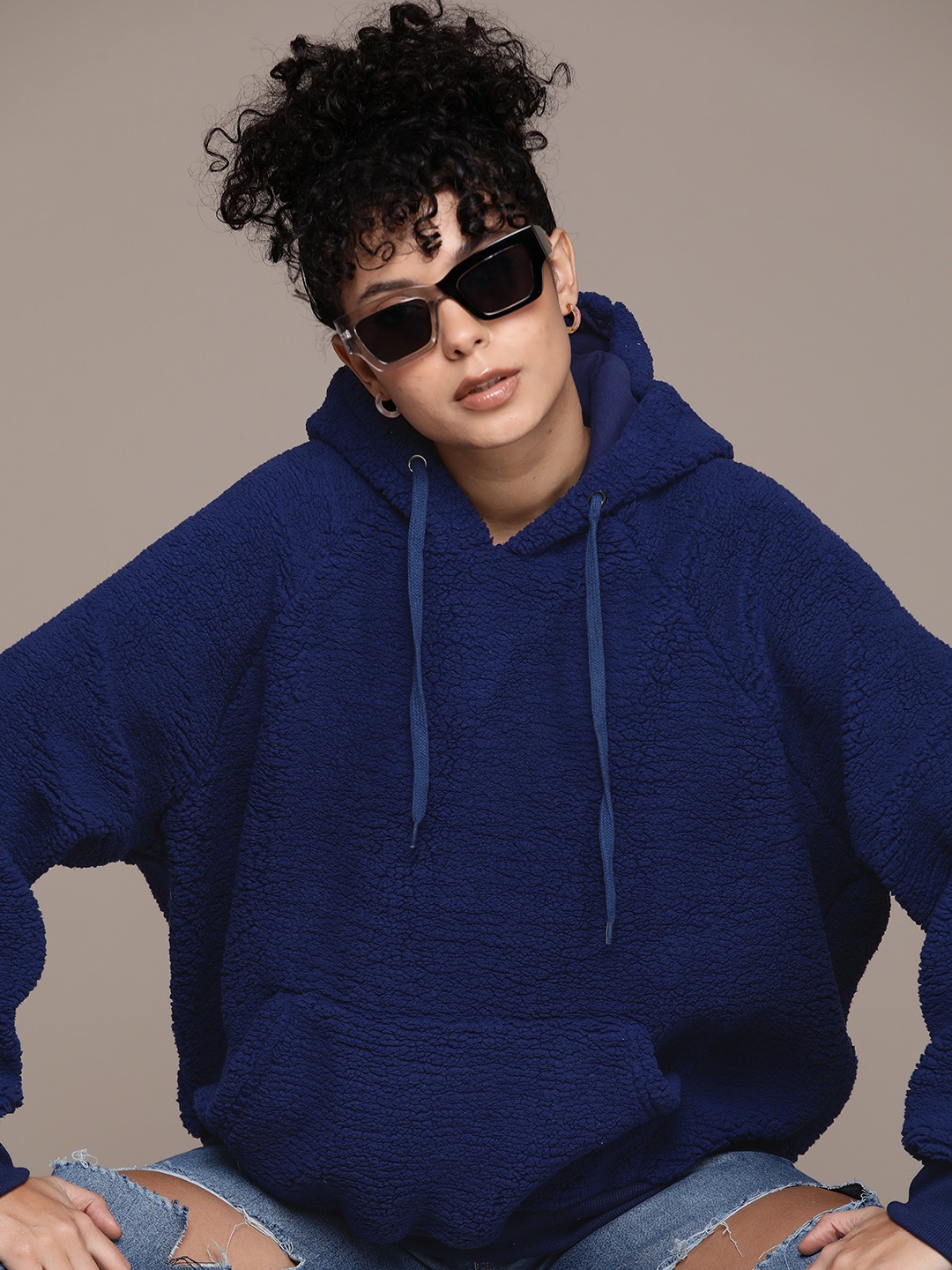 

The Roadster Lifestyle Co. Hooded Oversized Sherpa Sweatshirt, Blue