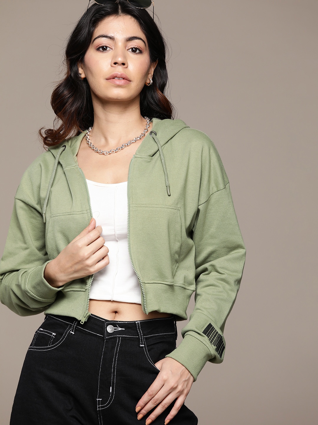 

The Roadster Lifestyle Co. Hooded Crop Sweatshirt, Green