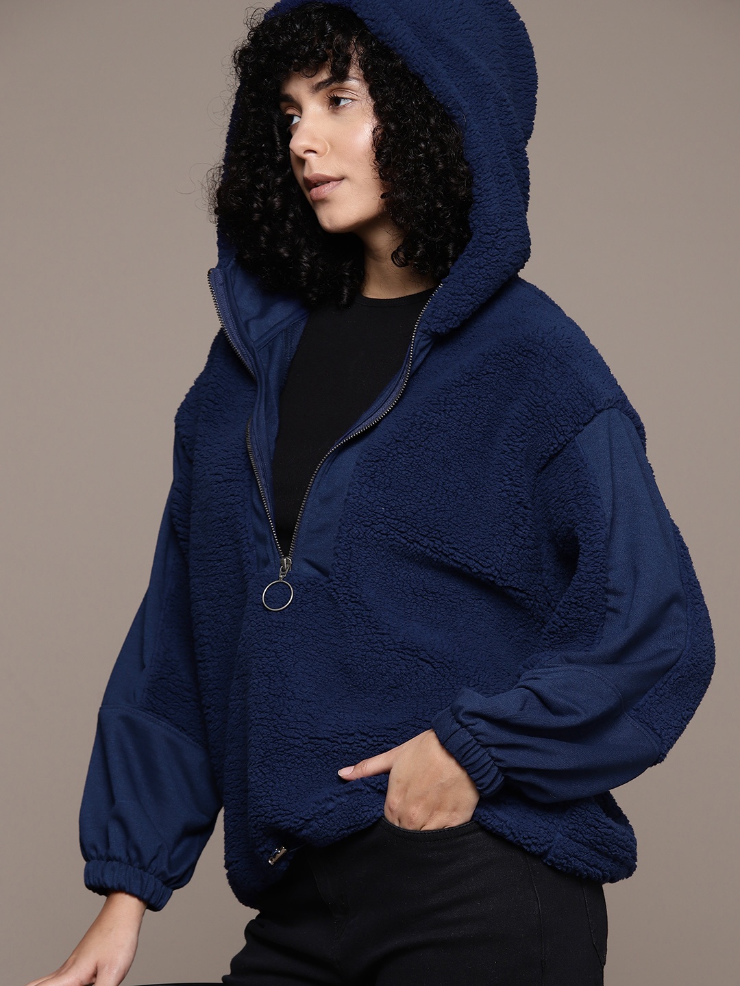 

The Roadster Lifestyle Co. Sherpa Detail Oversized Hooded Sweatshirt, Blue