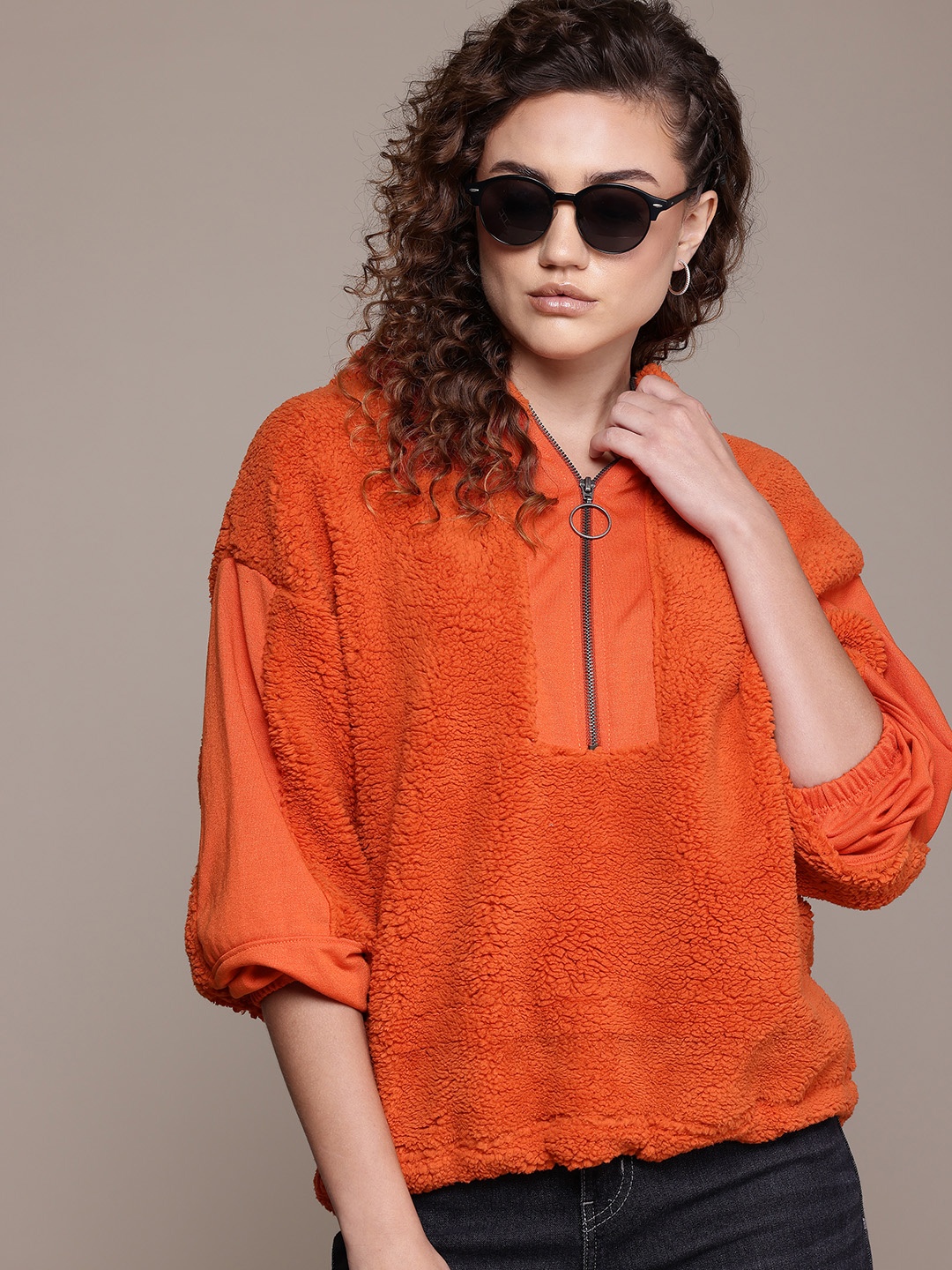 

The Roadster Lifestyle Co. Hooded Faux Fur Sweatshirt, Orange