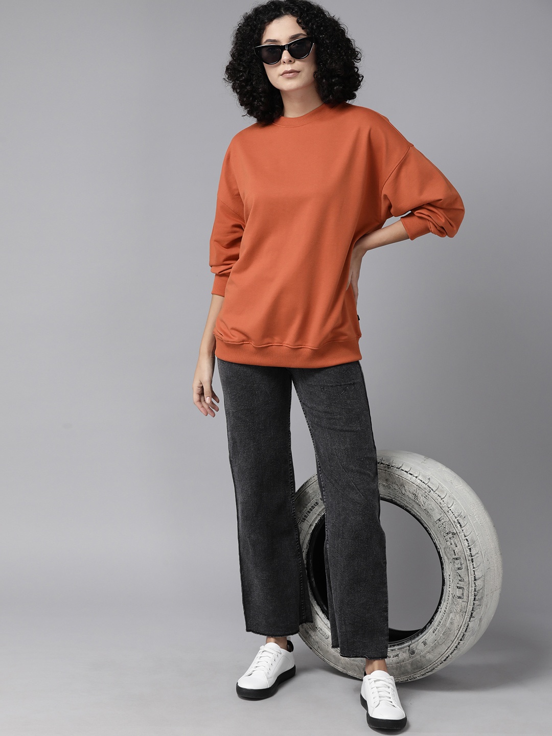 

The Roadster Lifestyle Co. Longline Drop-Shoulder Oversized Sweatshirt, Rust