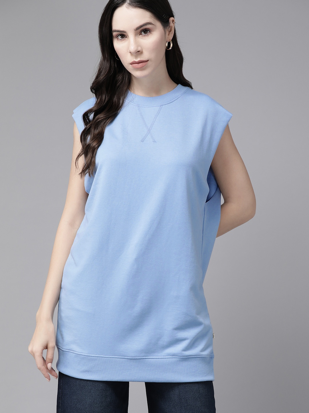 

The Roadster Lifestyle Co. Longline Sleeveless Sweatshirt, Blue