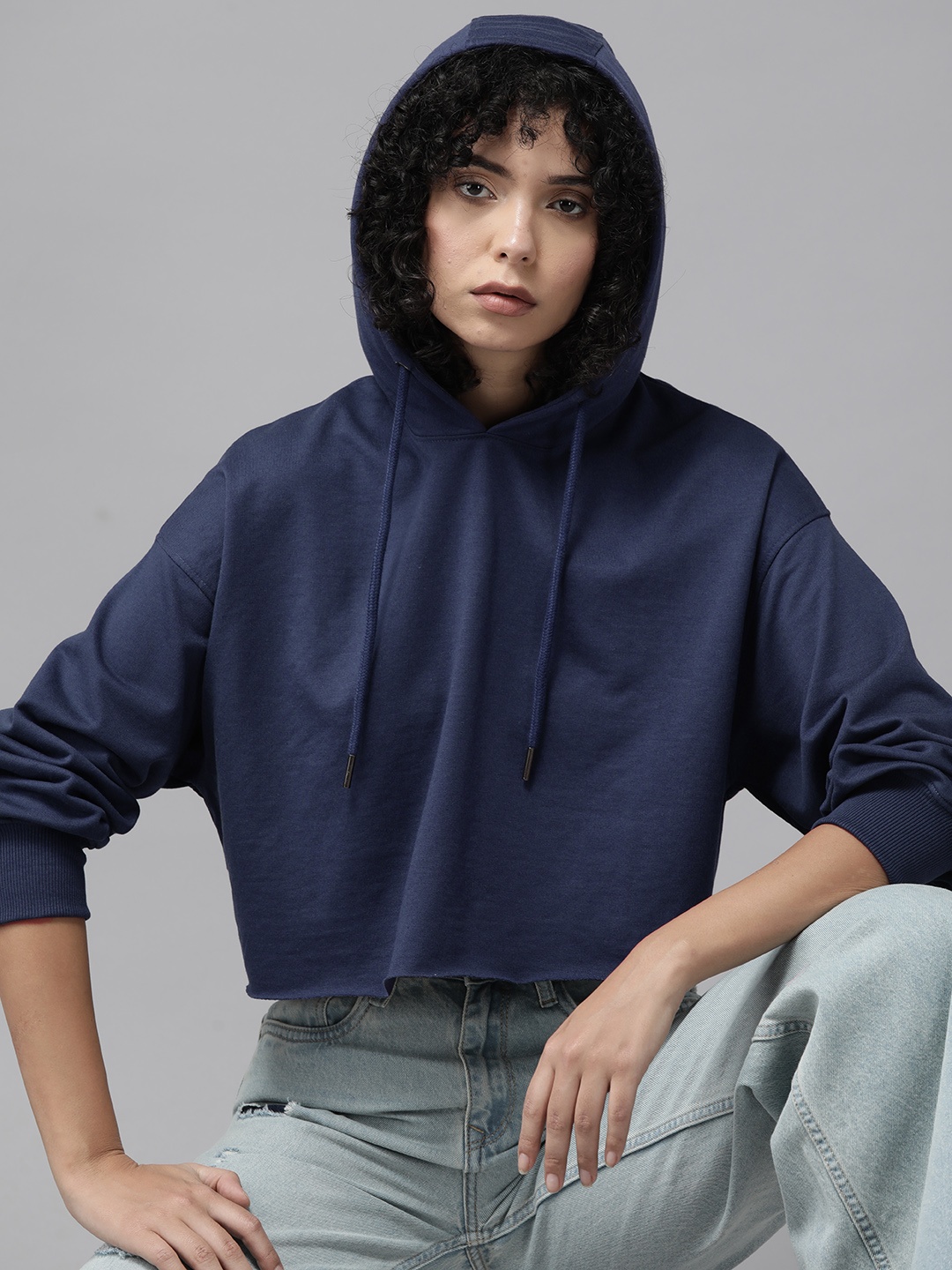 

The Roadster Lifestyle Co. Hooded Crop Sweatshirt, Navy blue