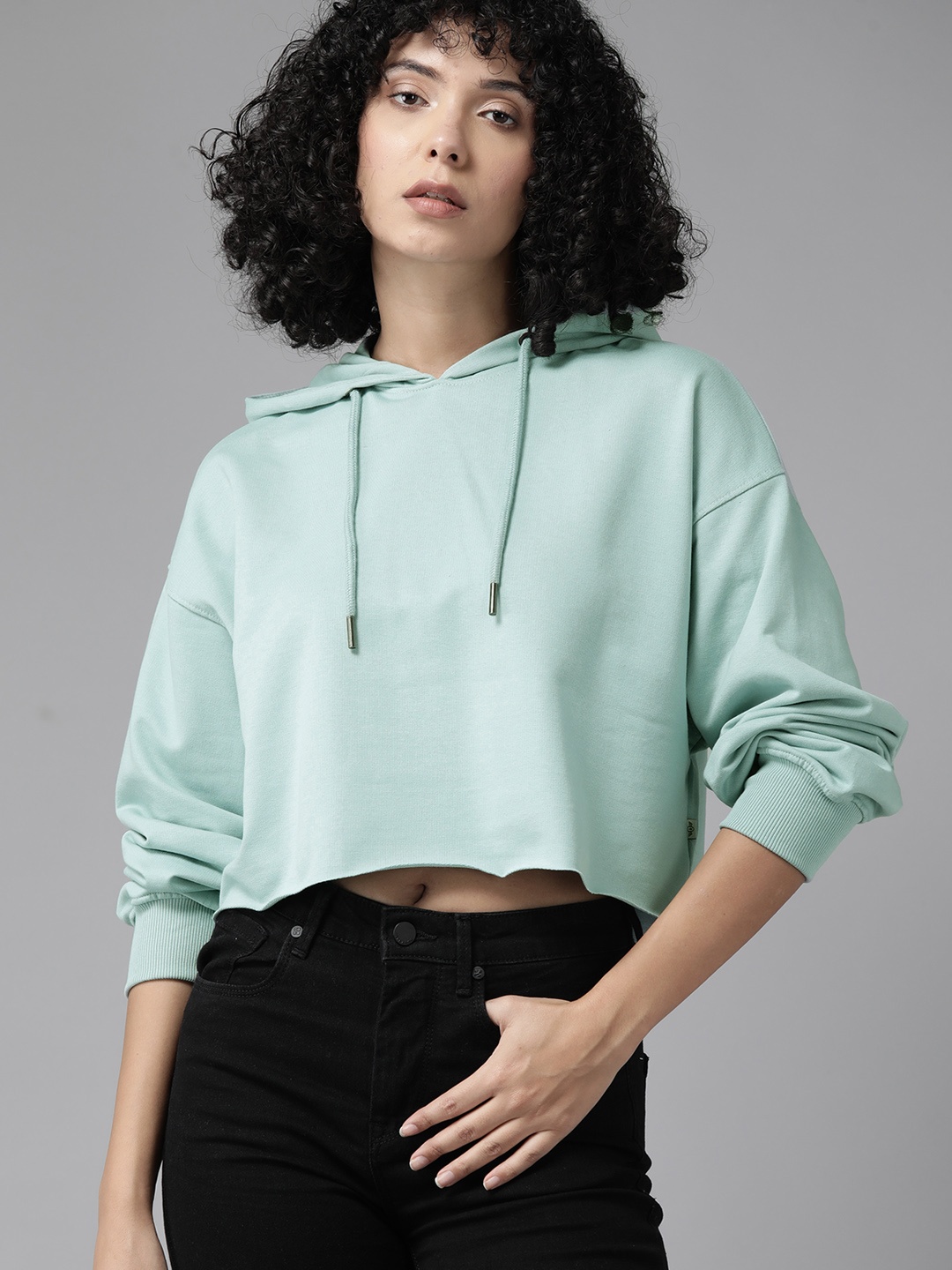 

The Roadster Lifestyle Co. Hooded Crop Sweatshirt, Green