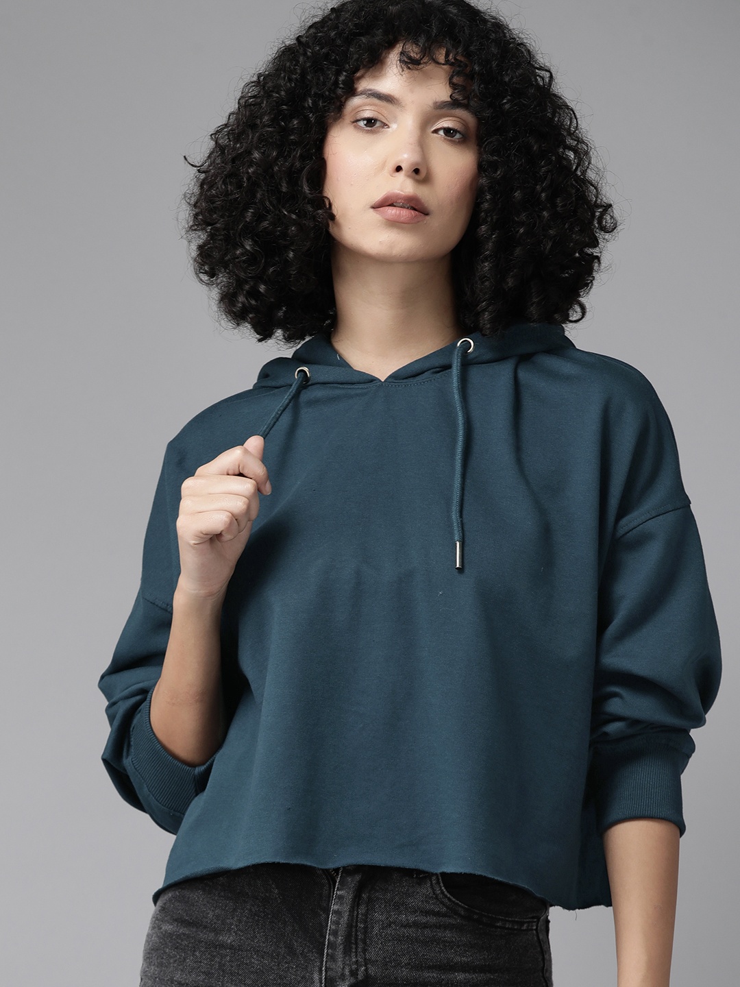 

The Roadster Lifestyle Co. Hooded Crop Sweatshirt, Teal