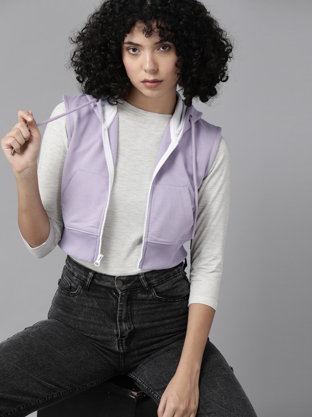 

The Roadster Lifestyle Co. Crop Hooded Sweatshirt, Lavender