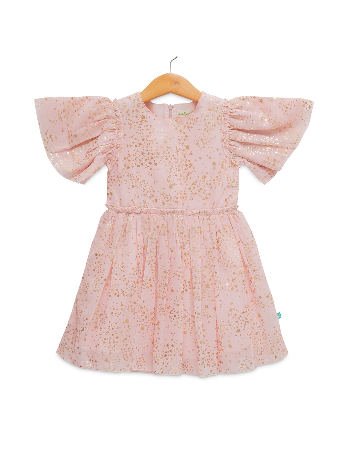 

JusCubs Girls Flared Sleeve Crepe Fit & Flare Midi Dress, Pink