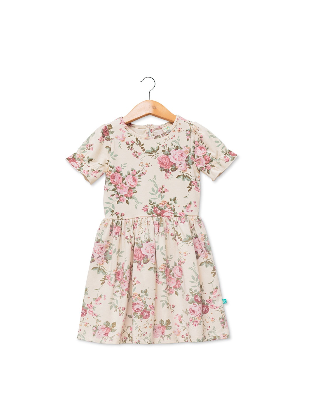

JusCubs Girls Floral Printed Cotton Fit & Flare Dress, Off white
