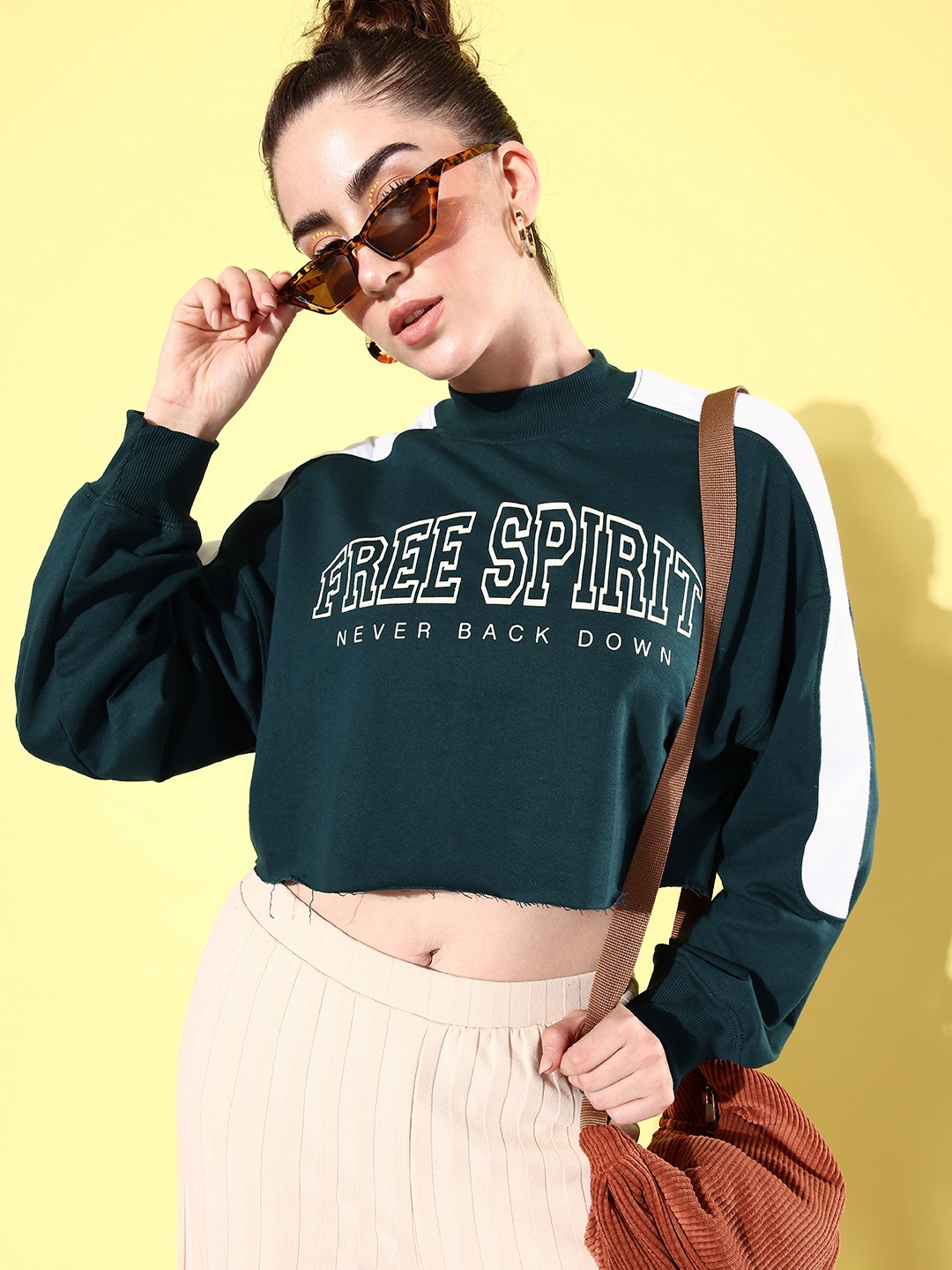 

The Roadster Life Co. Typography Printed Crop Sweatshirt, Teal