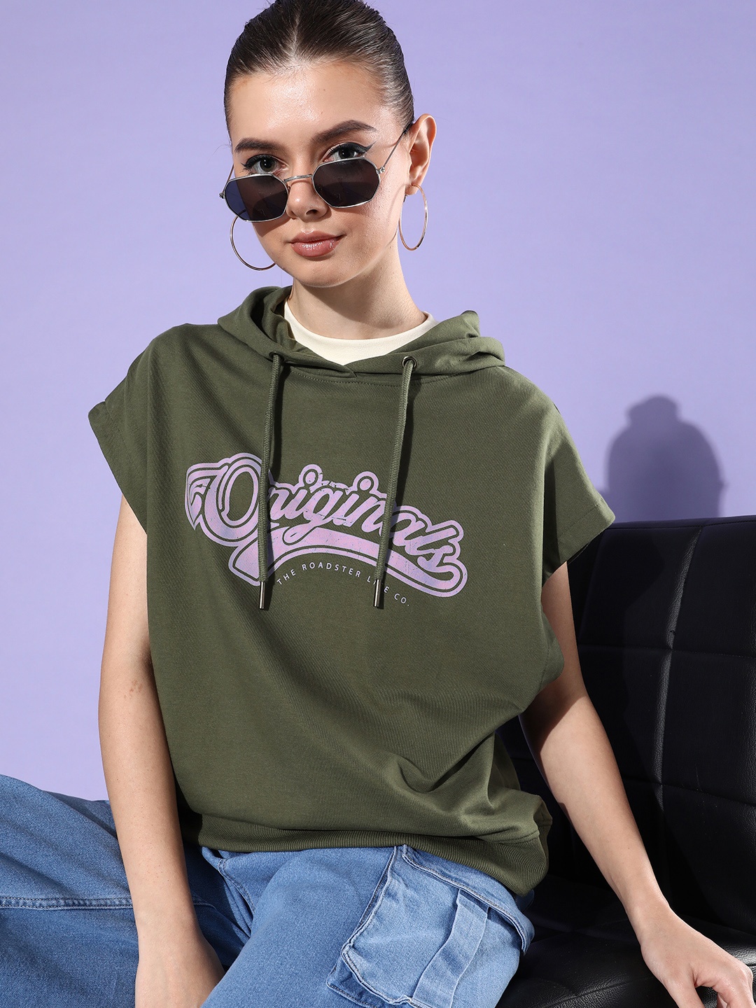 

The Roadster Life Co. September Hello Monsoon Anti Fits Oversized Hooded Sweatshirt, Olive