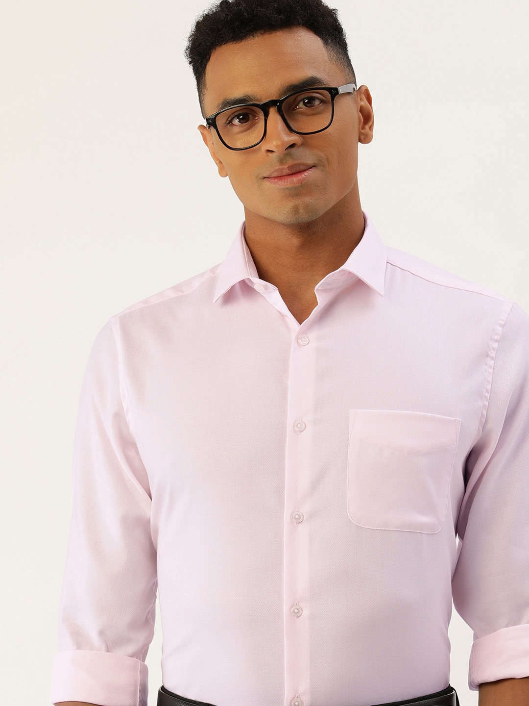 

Peter England Men Pink Self-Design Pure Cotton Formal Shirt