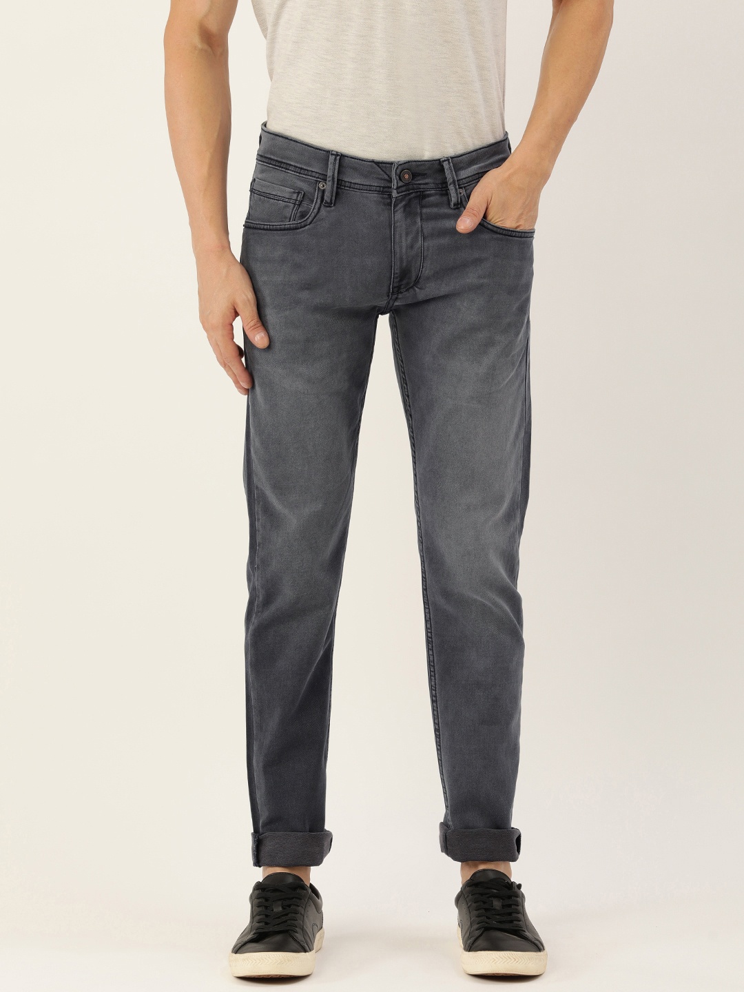 

Peter England Casuals Men Slim Fit Light Fade Stretchable Jeans, Grey