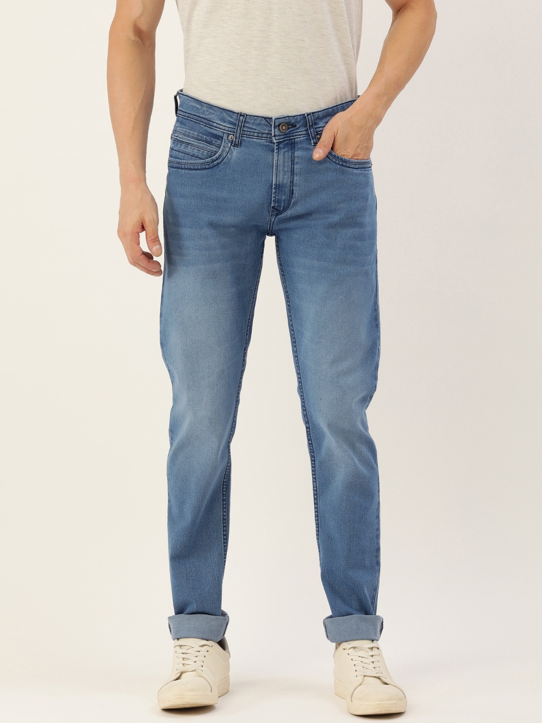 

Peter England Casuals Men Slim Fit Light Fade Stretchable Jeans, Blue