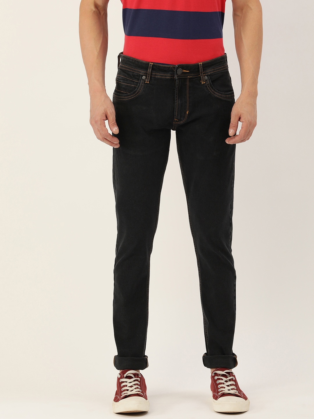 

Peter England Casuals Men Skinny Fit Stretchable Jeans, Black