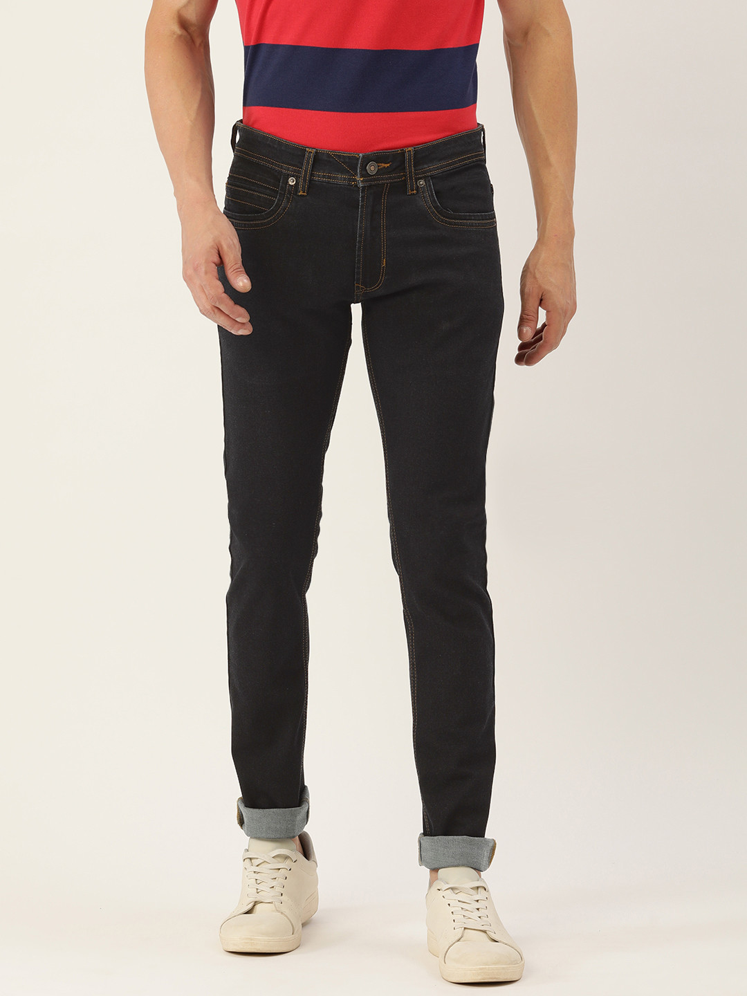 

Peter England Casuals Men Skinny Fit Low-Rise Stretchable Jeans, Charcoal