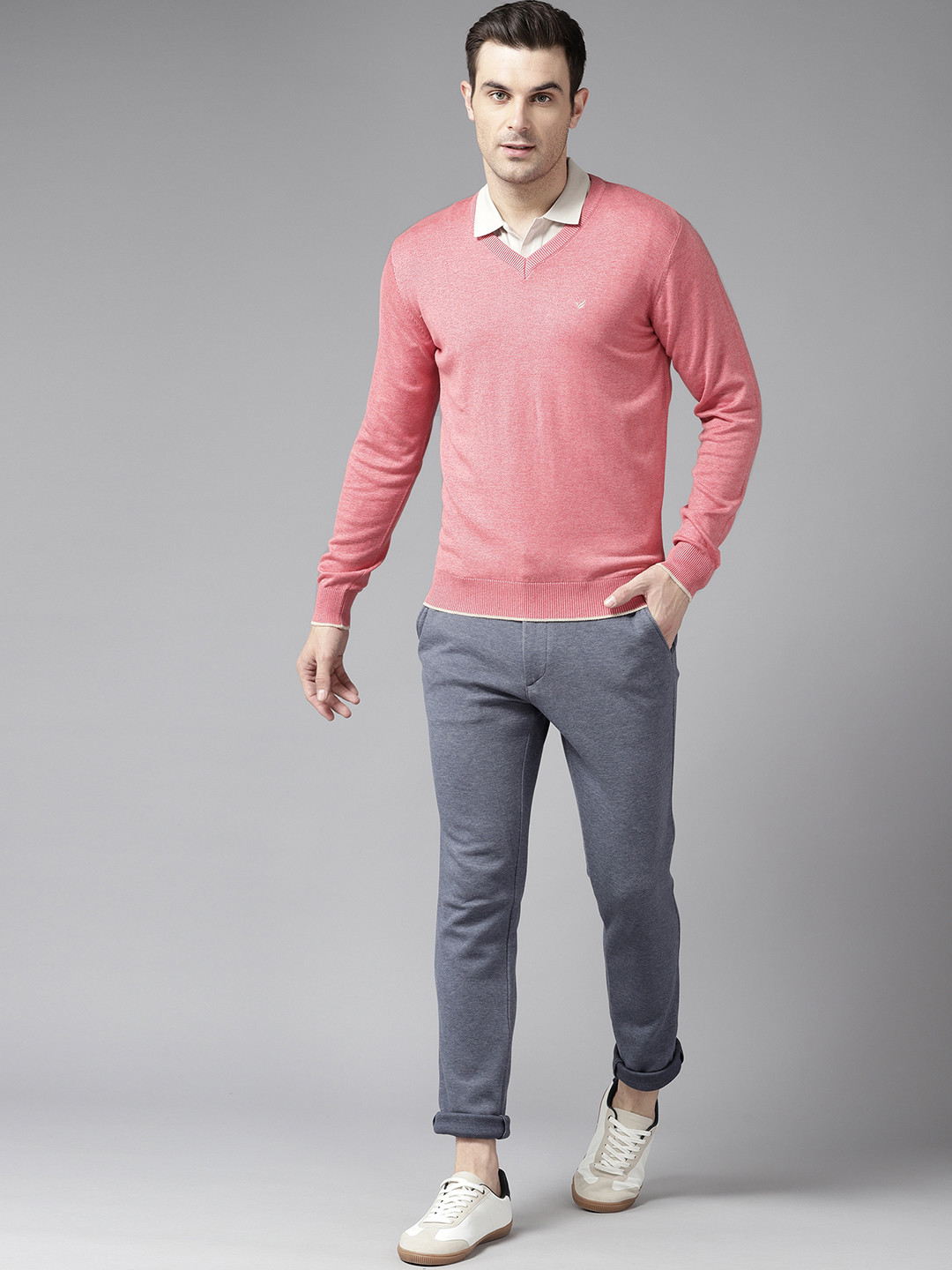 

Blackberrys V-Neck Full Sleeves Pullover, Pink