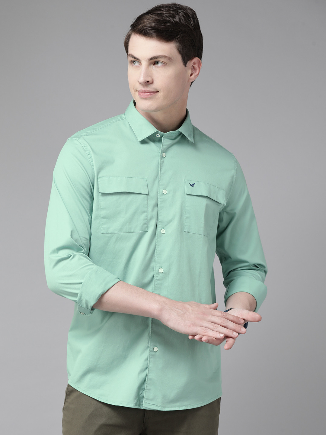 

Blackberrys Slim Fit Pocket Detailing Casual Shirt, Sea green