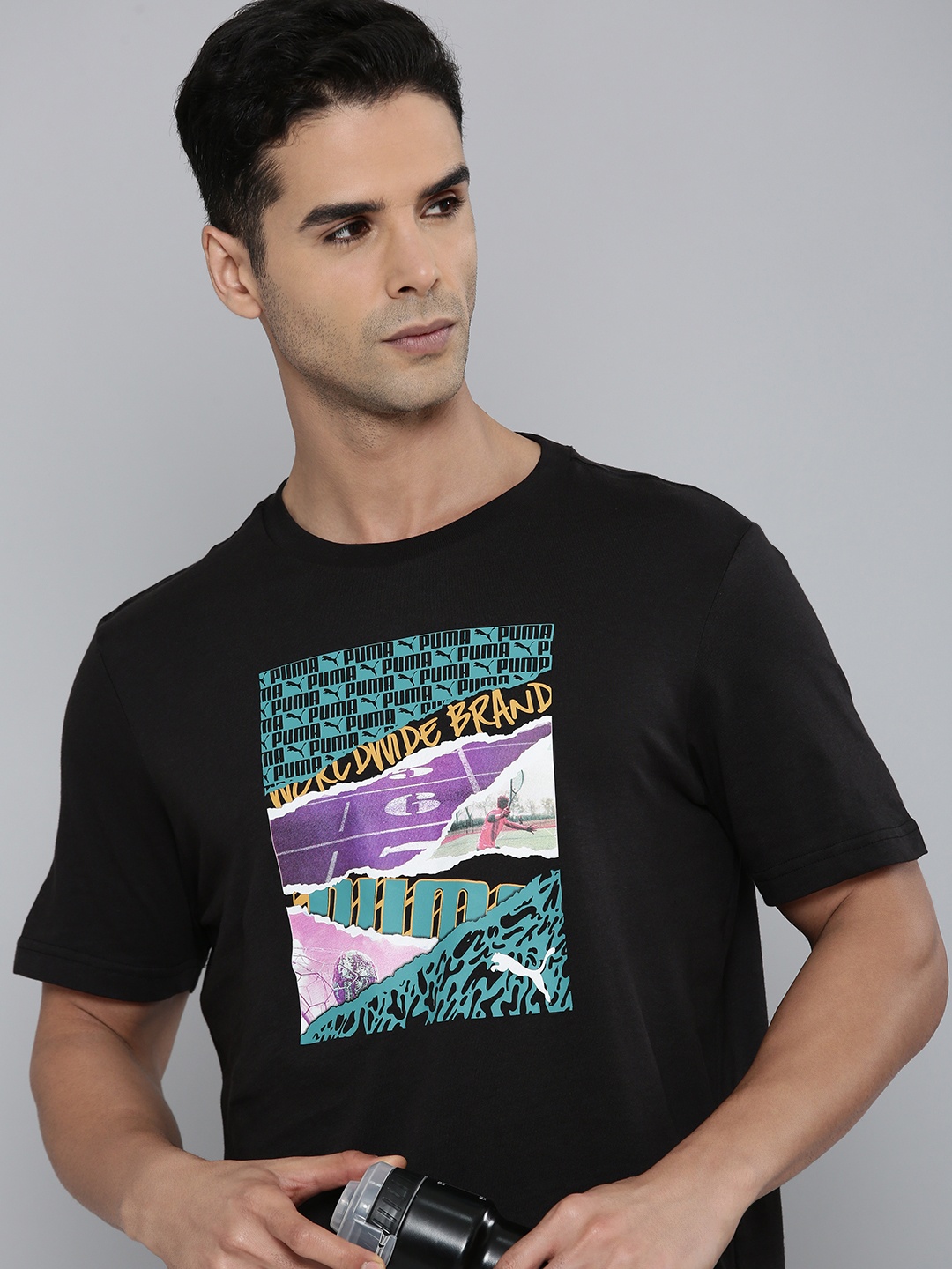 

Puma Men Graphics Photoprint Regular Fit Pure Cotton Outdoor T-shirt, Black
