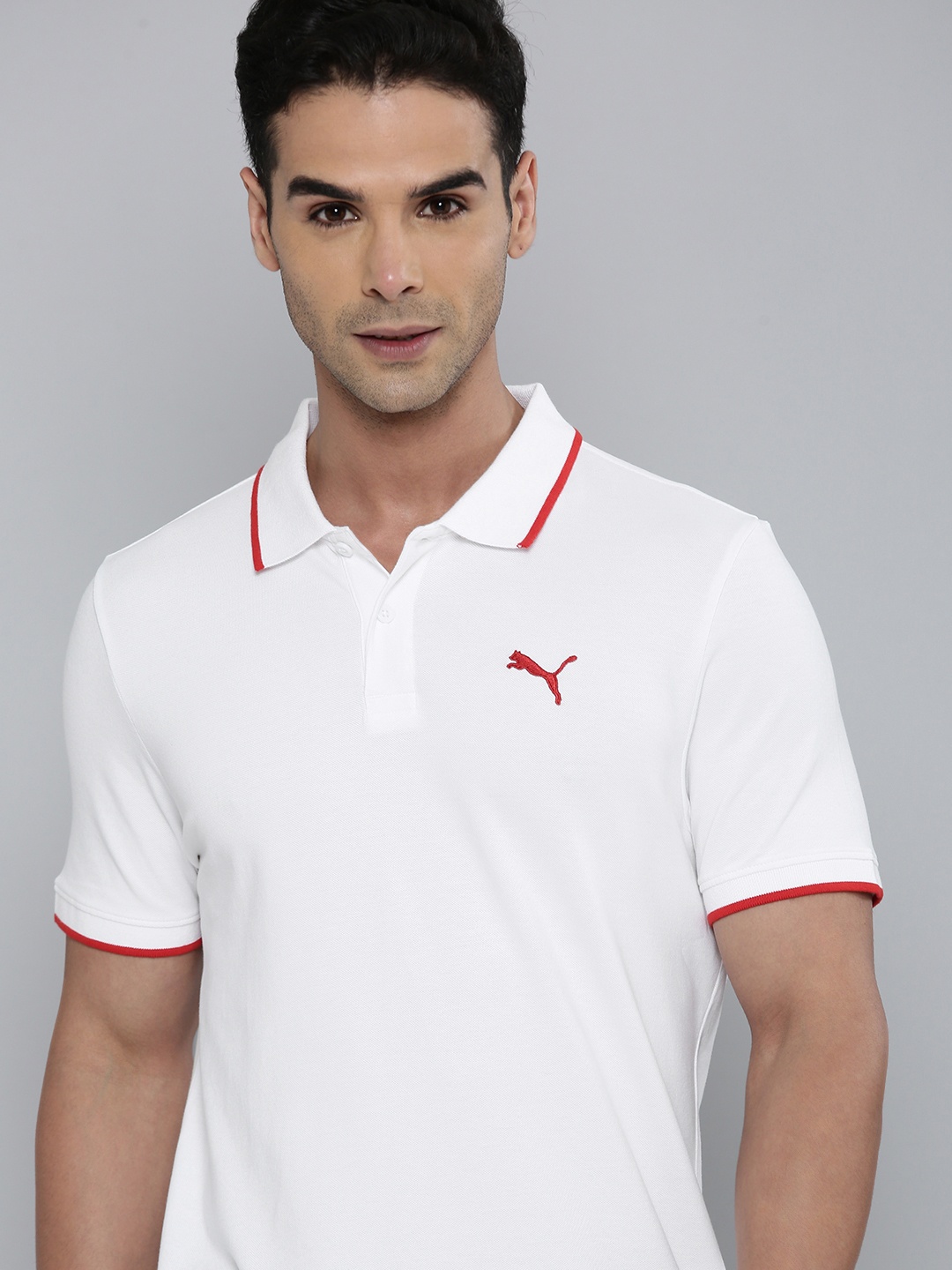 

Puma Polo Collar Tipping Heather Slim Fit T-shirt, White