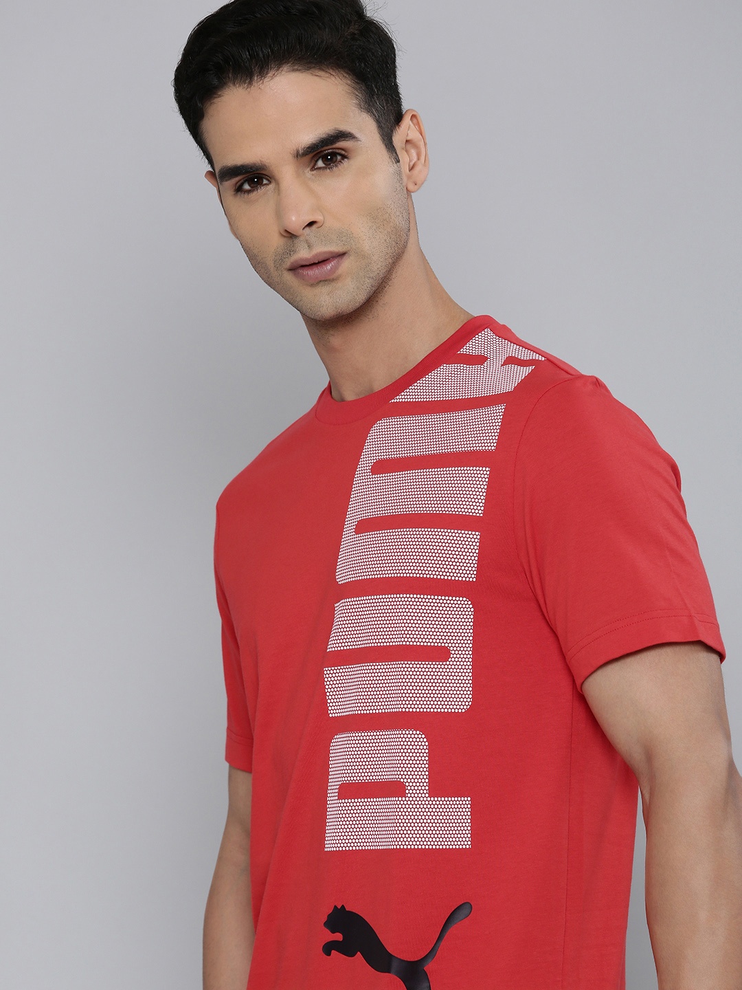 Puma Men Brand Logo Printed Round Neck Outdoor Essentials+ Logo Lab T-shirt, Red