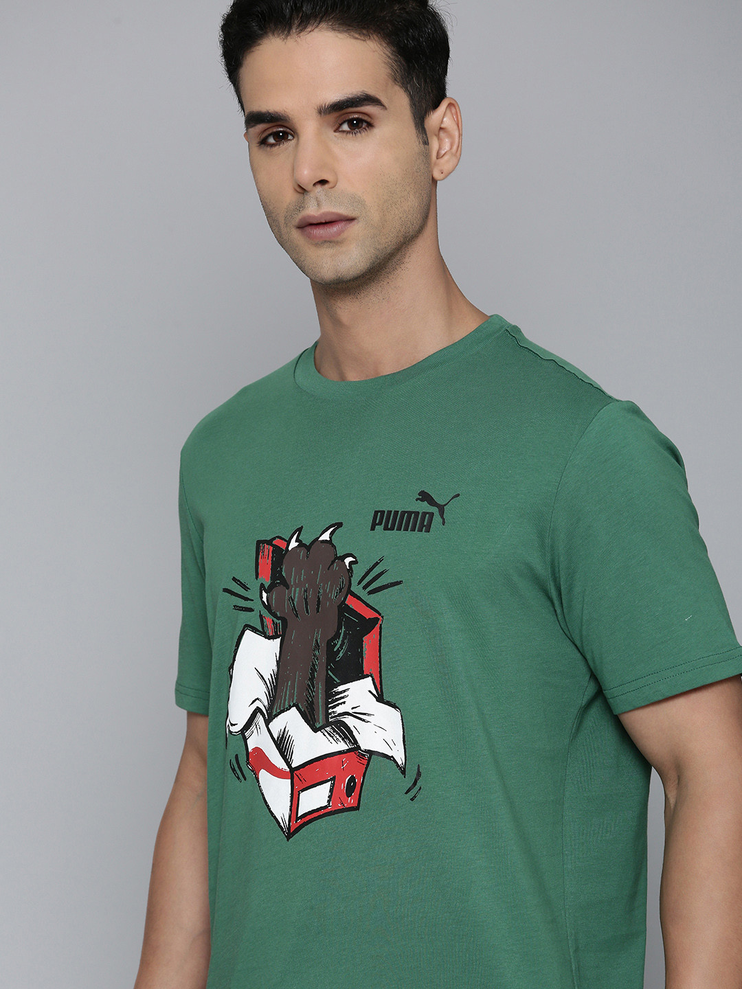 

Puma Men Green Printed Pure Cotton Graphics Sneaker Outdoor Regular Fit T-shirt