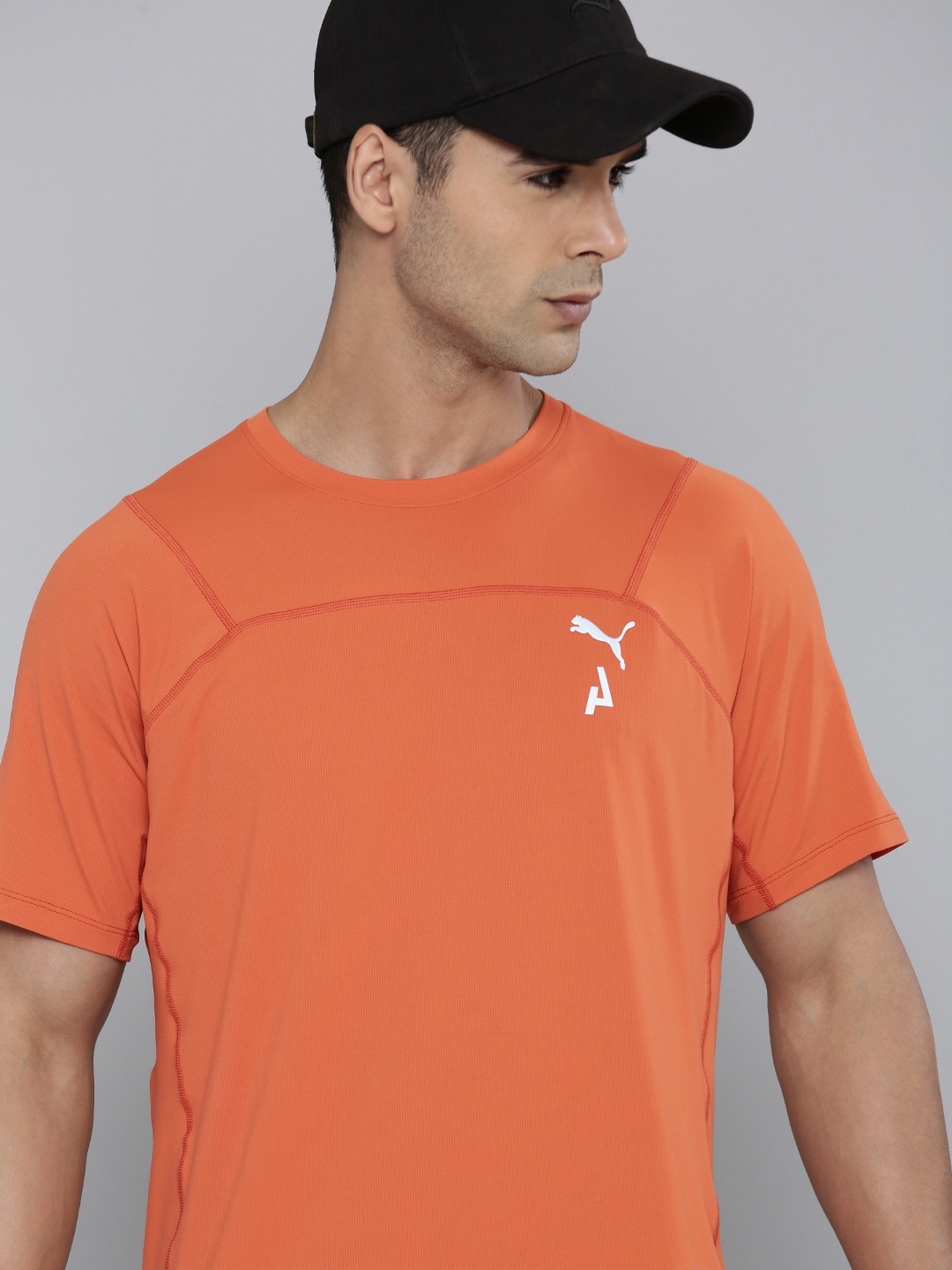 

Puma Solid Raglan Sleeves Knitted Seasons CoolCELL Running T-Shirt, Orange