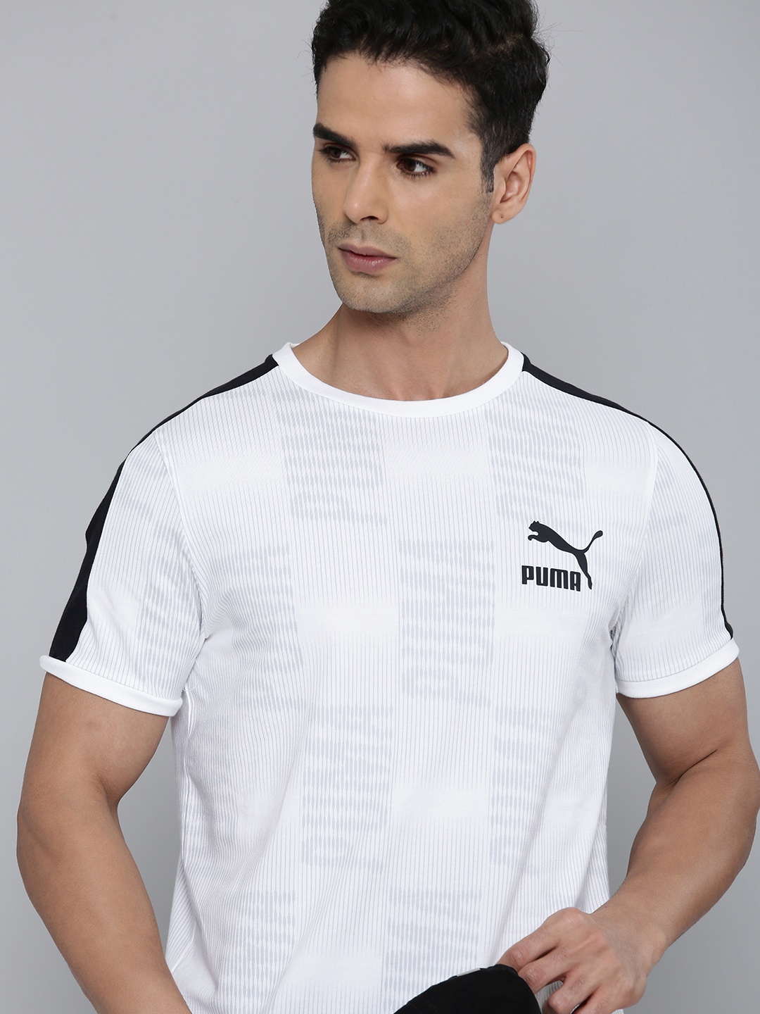 

Puma Brand Logo T7 Sport All Over Printed Slim Fit T-shirt, White