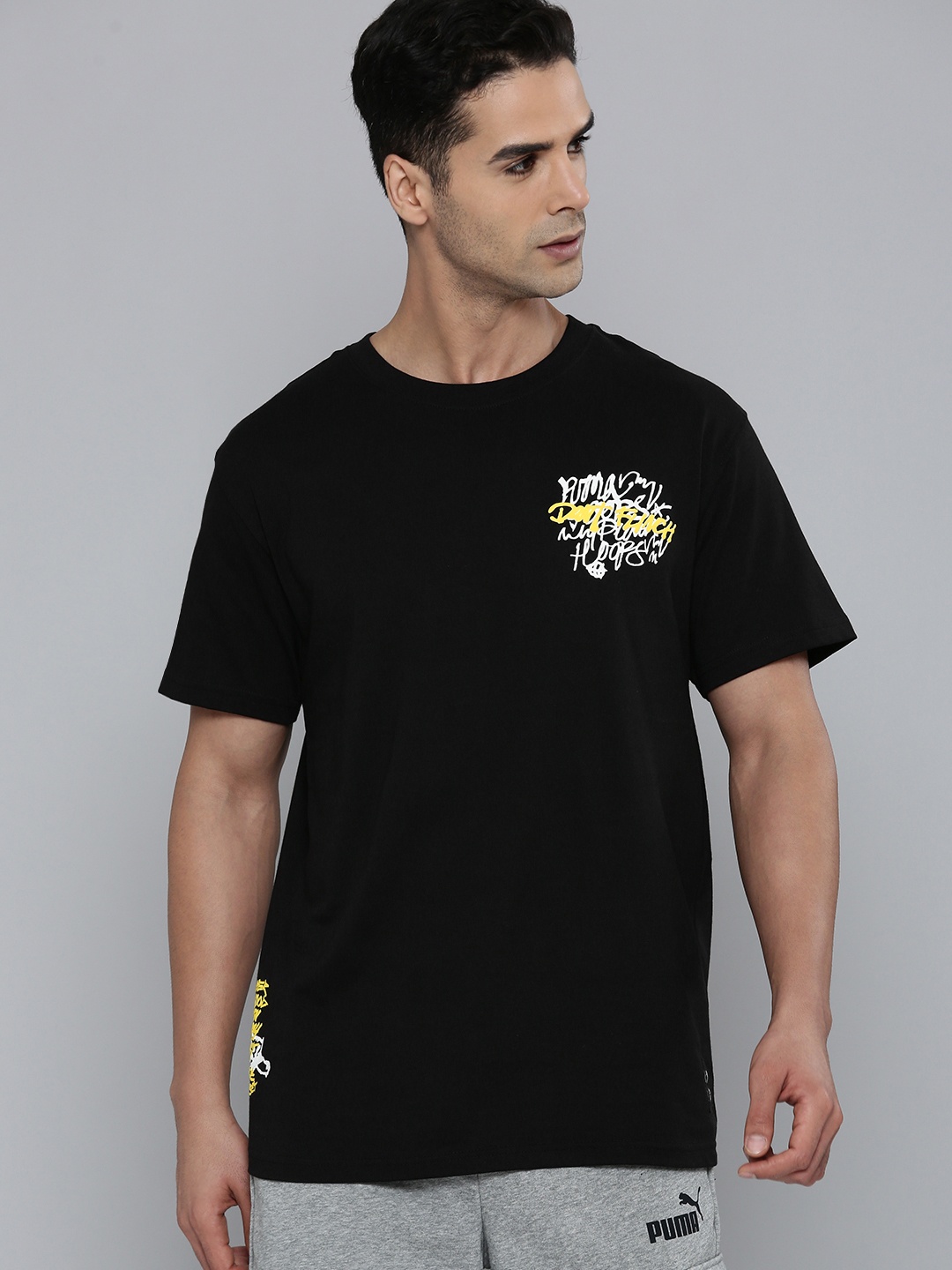 

Puma Men Black Pure Cotton Showcase Basketball Regular Fit T-shirt