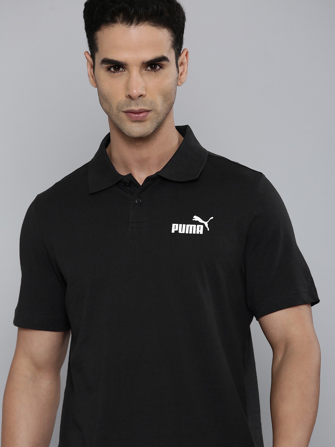 

Puma Essentials Jersey Polo Collar Pure Cotton T-shirt, Black