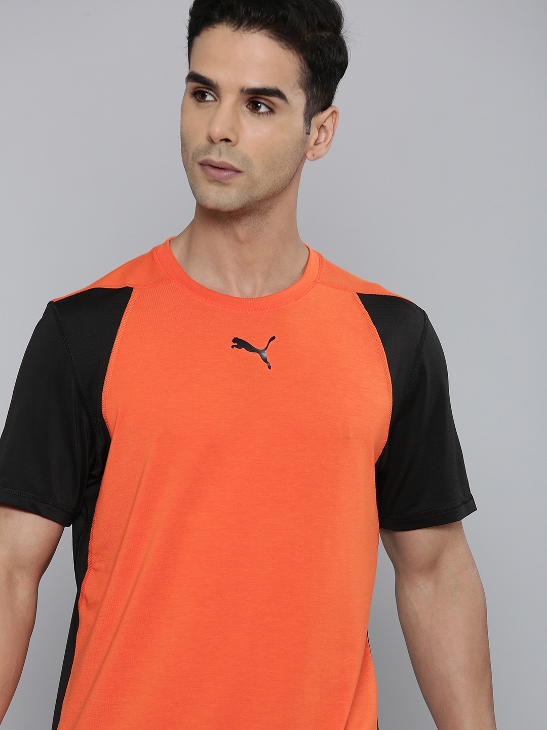 

Puma Colourblocked Knitted Engineered For Strength Training Or Gym T-shirt, Orange