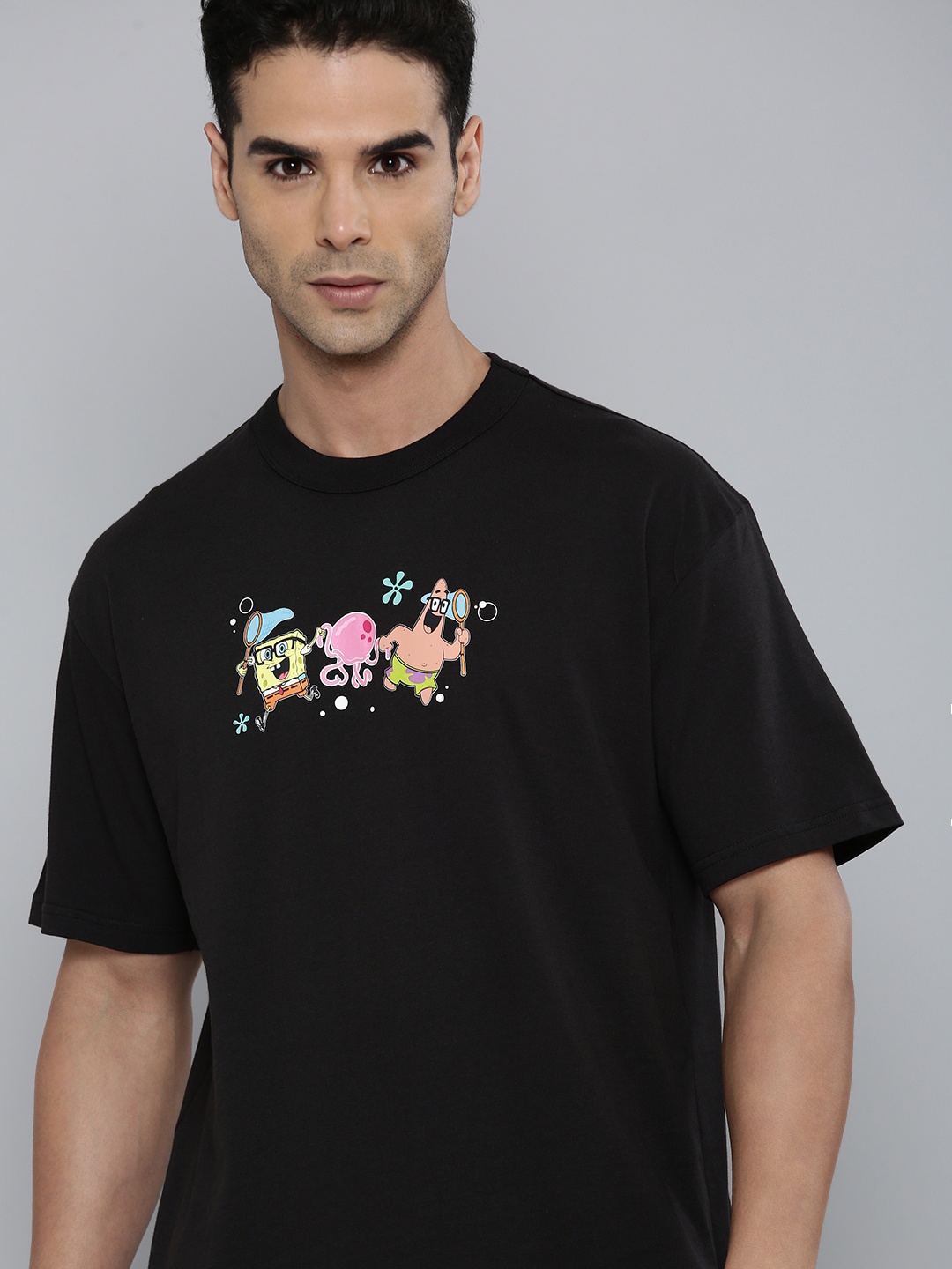 

PUMA X SPONGEBOB Graphic Printed Cotton Relaxed Fit T-Shirt, Black
