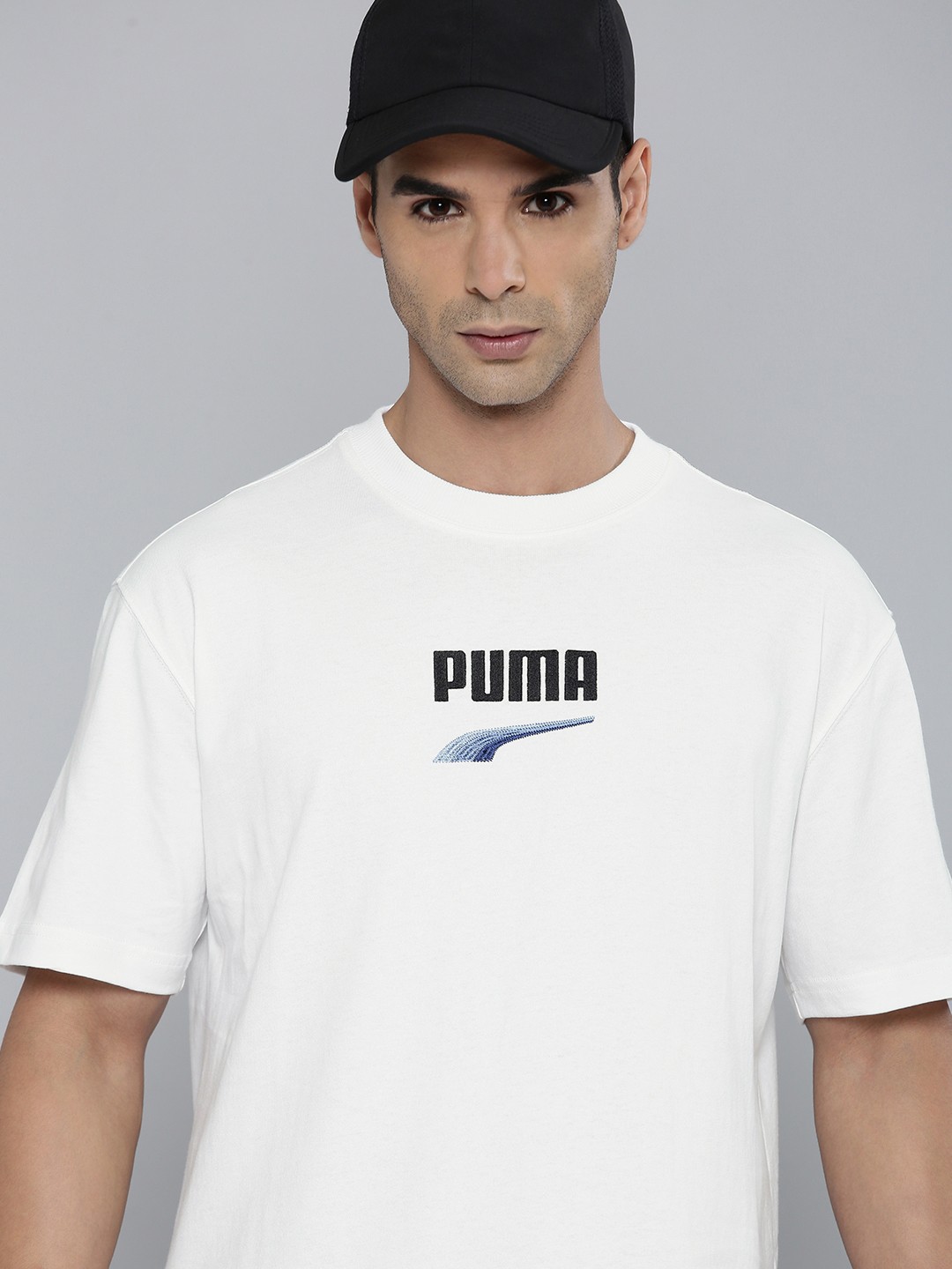 

Puma Downtown Brand Logo Embroidered Knitted Relaxed Fit Outdoor Sports T-shirt, White