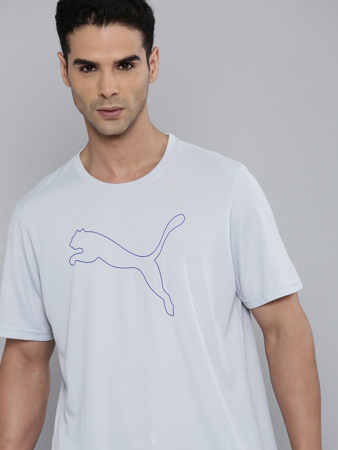

Puma Performance Cat Regular Fit Brand Logo Printed Training T-Shirt, Grey