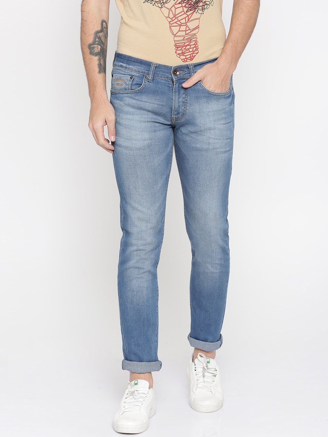 

Pepe Jeans Men Blue Low-Rise Clean Look Stretchable Jeans
