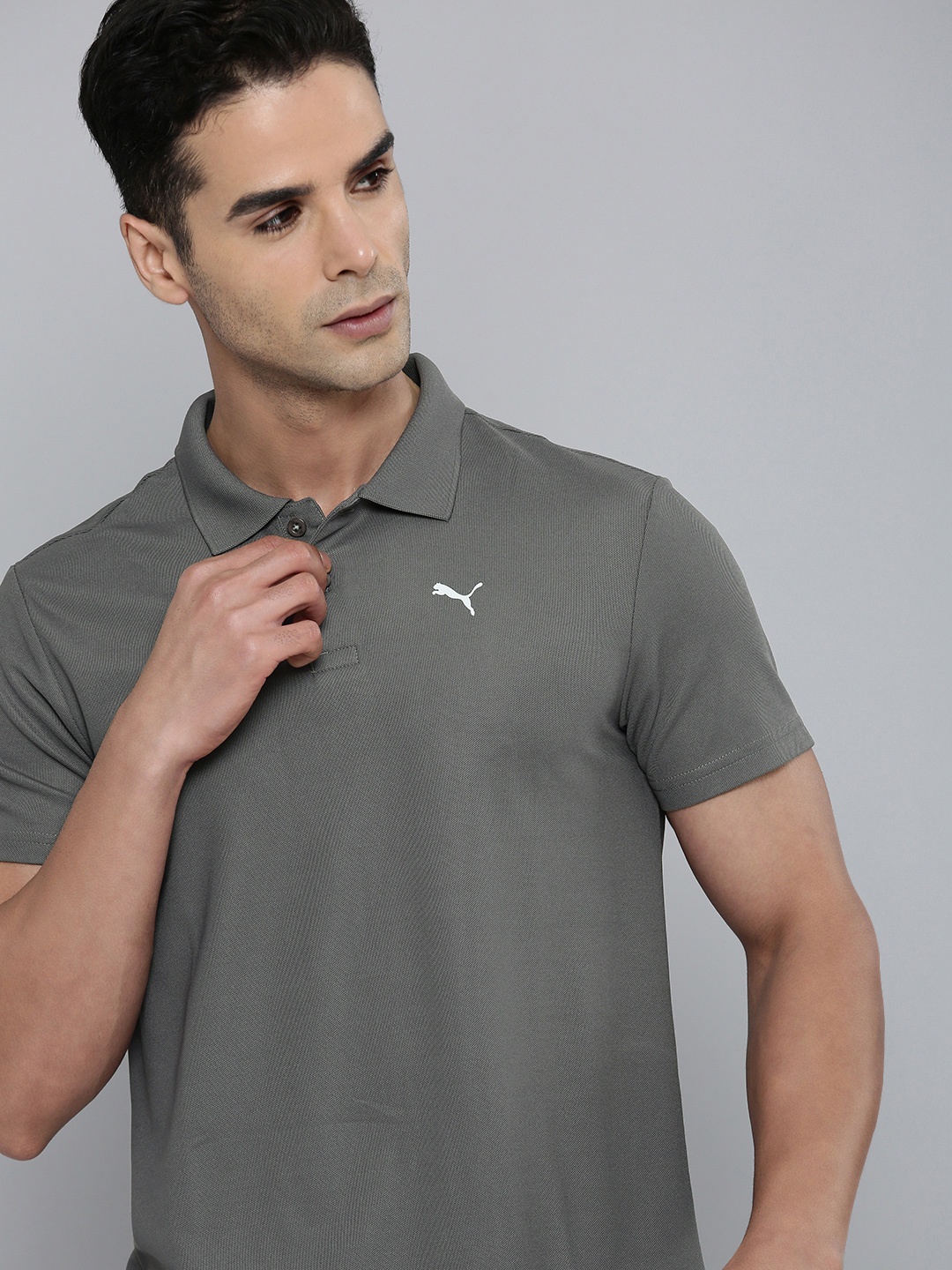 

Puma Performan Polo Collar Training Or Gym T-shirt, Grey