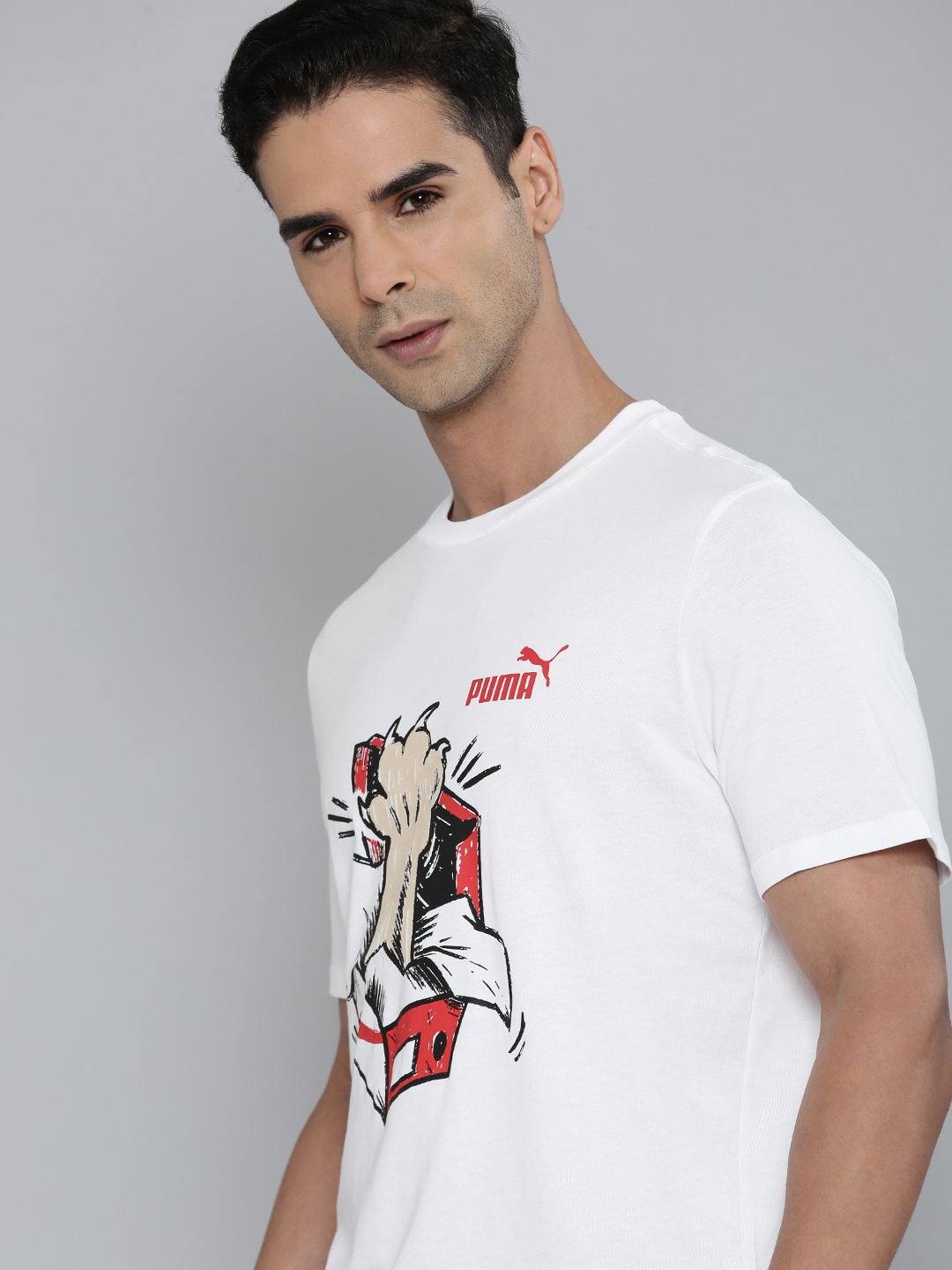 

Puma Men Graphics Sneaker Printed Regular Fit Pure Cotton T-shirt, White