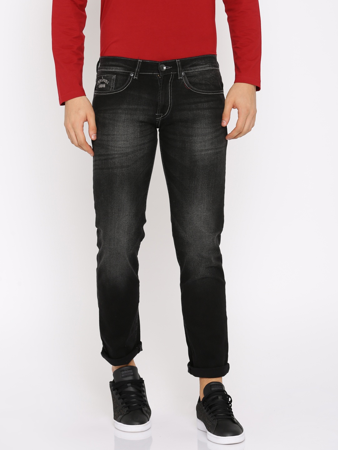 

Pepe Jeans Men Black Hatch Regular Fit Low-Rise Clean Look Stretchable Jeans