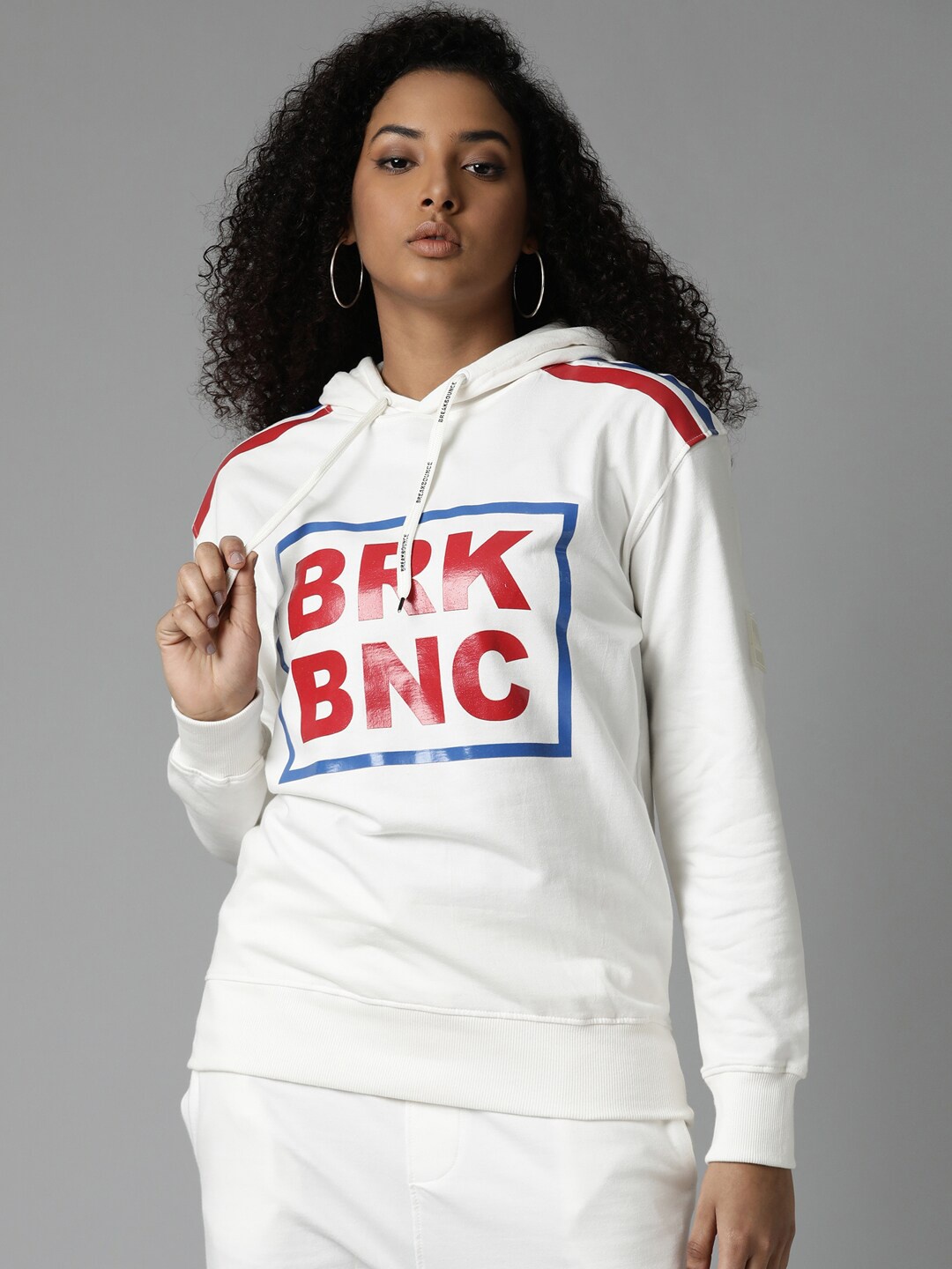 

Breakbounce White Typography Printed Cotton Sweatshirt