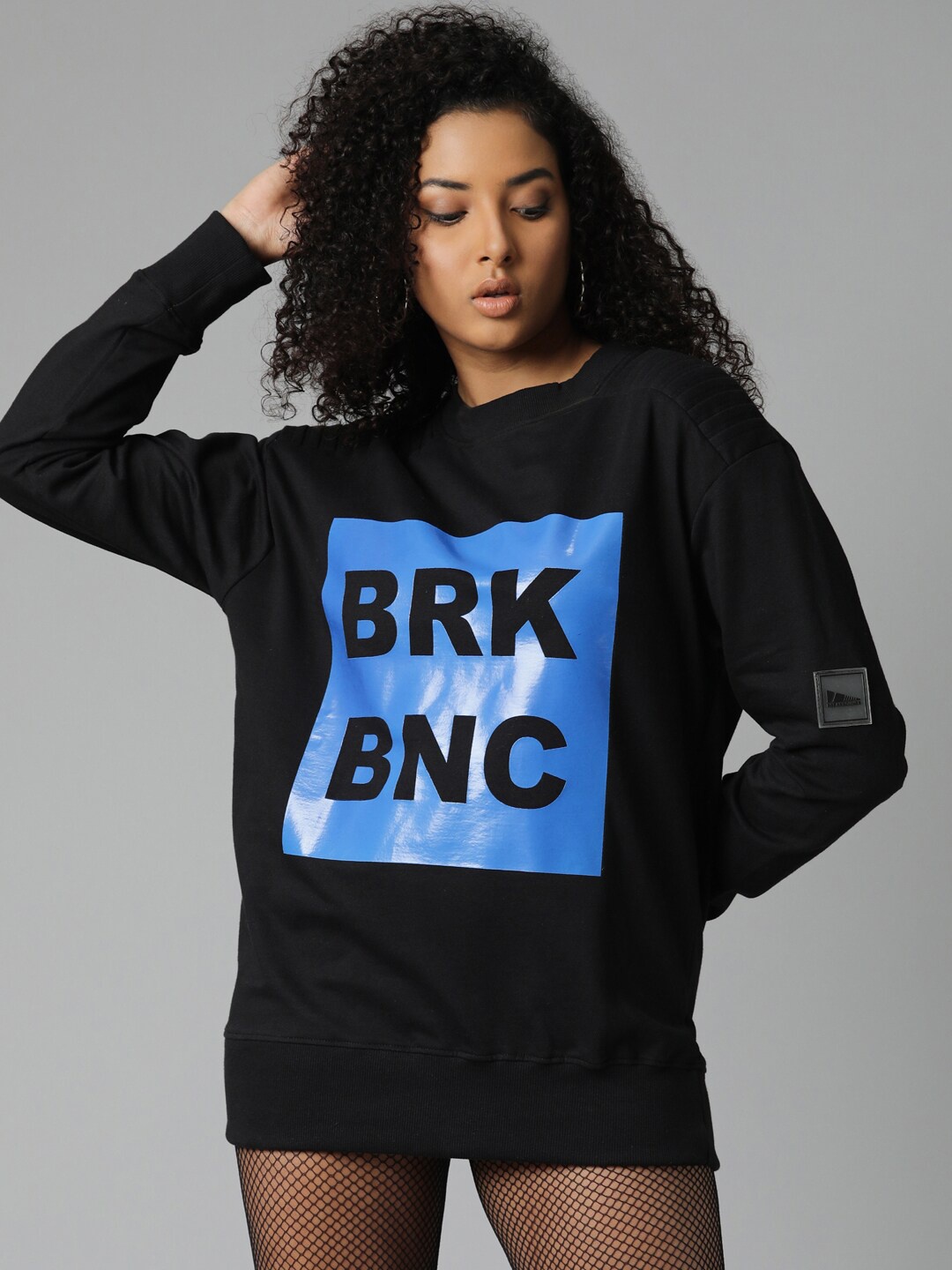 

Breakbounce Black Typography Printed Cotton Sweatshirt