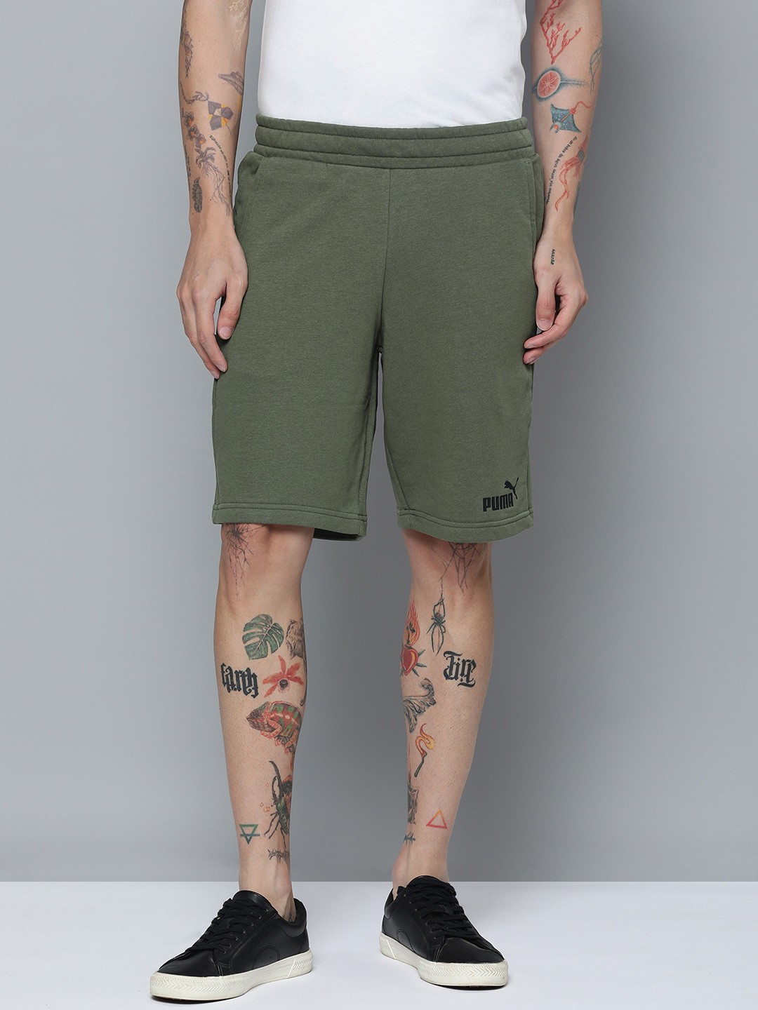

Puma Men Mid-Rise Essentials Outdoor Shorts, Olive