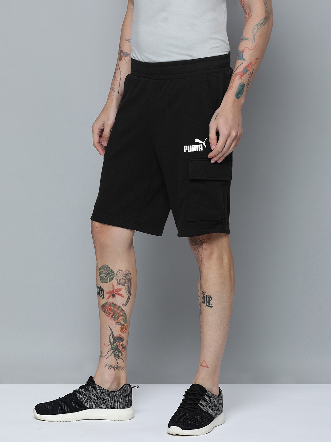 

Puma Men Mid-Rise Essential Cargo Regular Fit Outdoor Shorts, Black