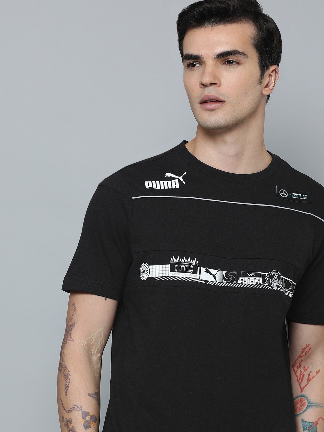 

PUMA Motorsport Brand Logo Printed Mercedes AMG Petronas Regular fit Pure Cotton Sustainable T-shirt, Black