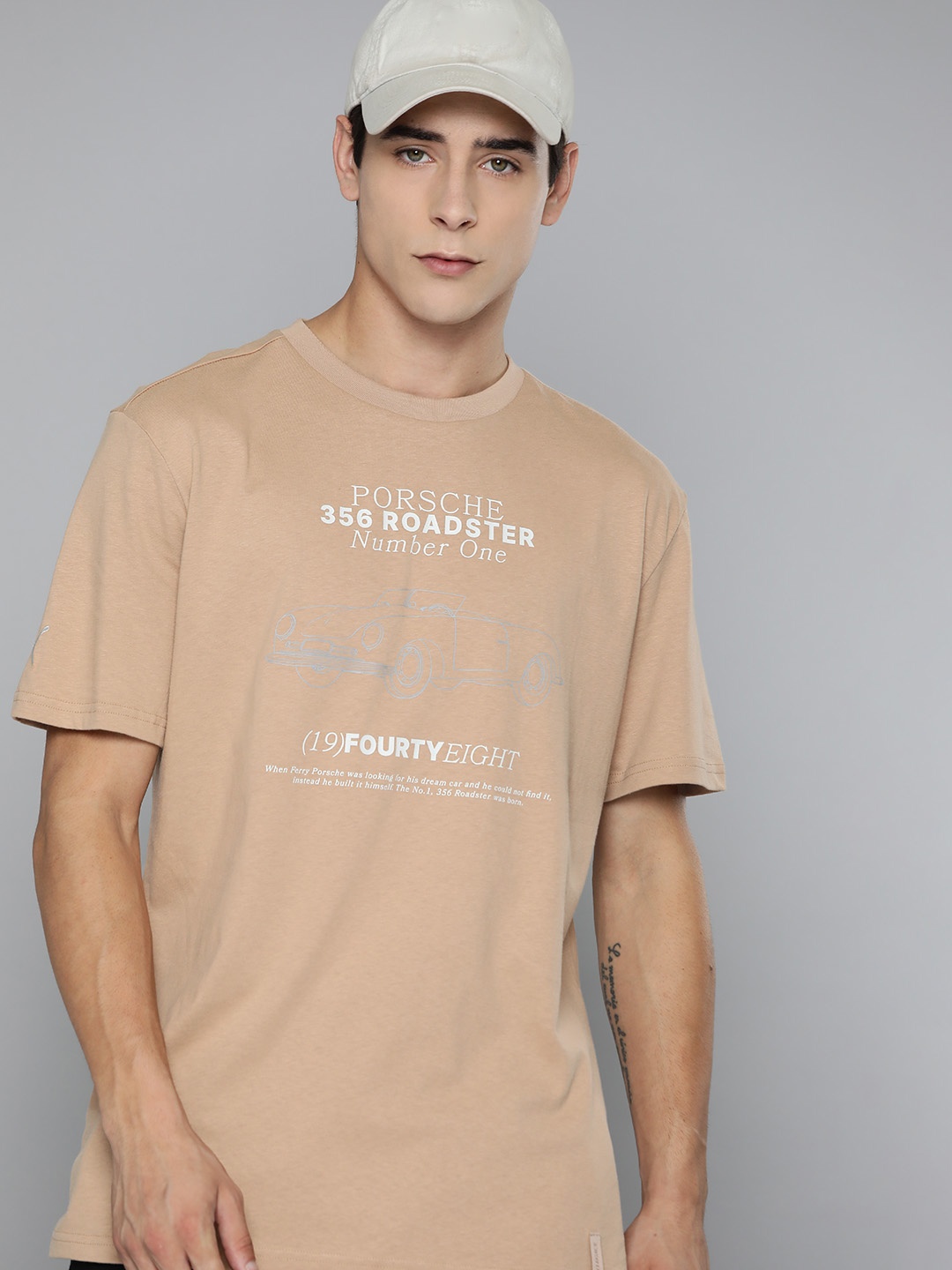 

PUMA Motorsport Typography Print Pure Cotton Porsche Legacy Statement Relaxed Fit T-shirt, Beige